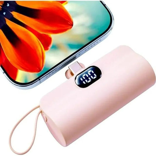 Mini Power Bank,Capsule Power Phone Charger 5500Mah,Portable Charger with Dual USB-C Ports for Iphone 15/15 Plus/15 Pro/15 Pro Max/Android Phone/Samsung/Moto/Lg Etc (Pink)